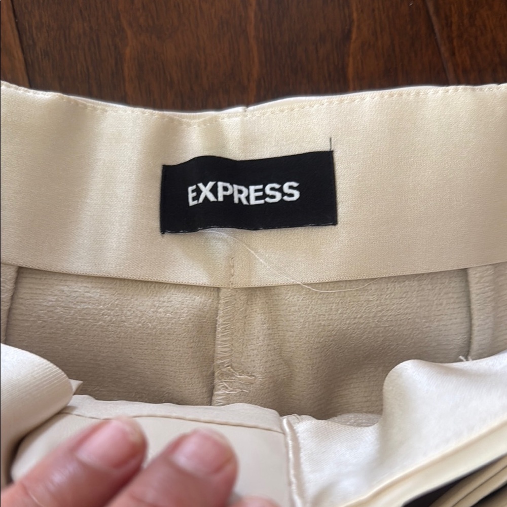 Express Cream Dress Pants with Smooth Finish